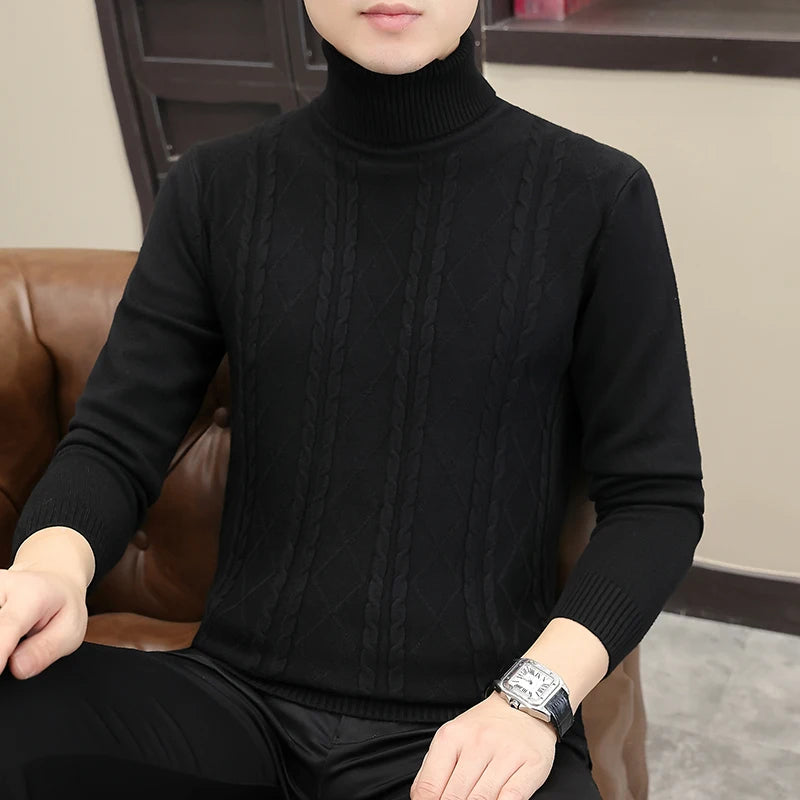 Thin Slim Fit Turtleneck Knit Pullover