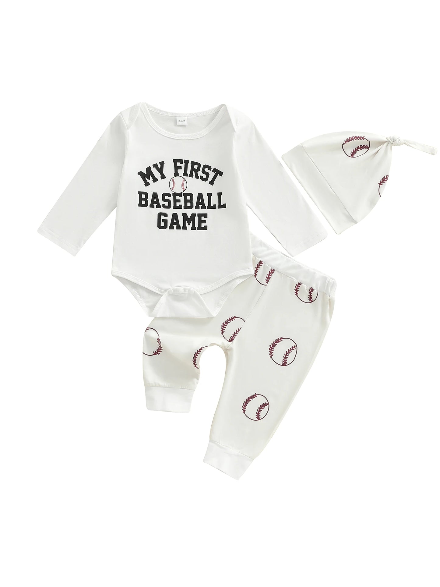 Newborn Baby Fall Winter Clothes Set - Letter Print Long Sleeve Romper & Baseball Pants