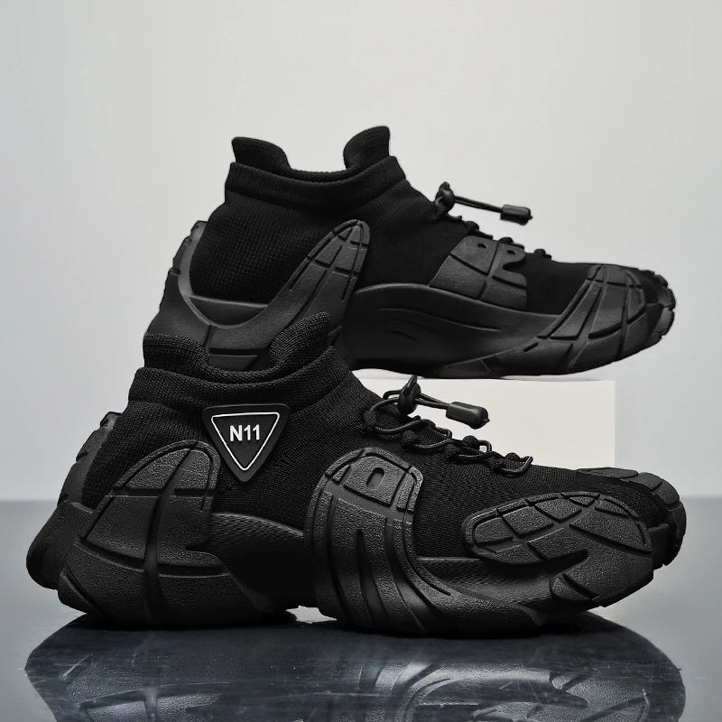 Men's Sports  Mesh Running Sneakers Slip On Comfortable High Top Lace Up Sneakers