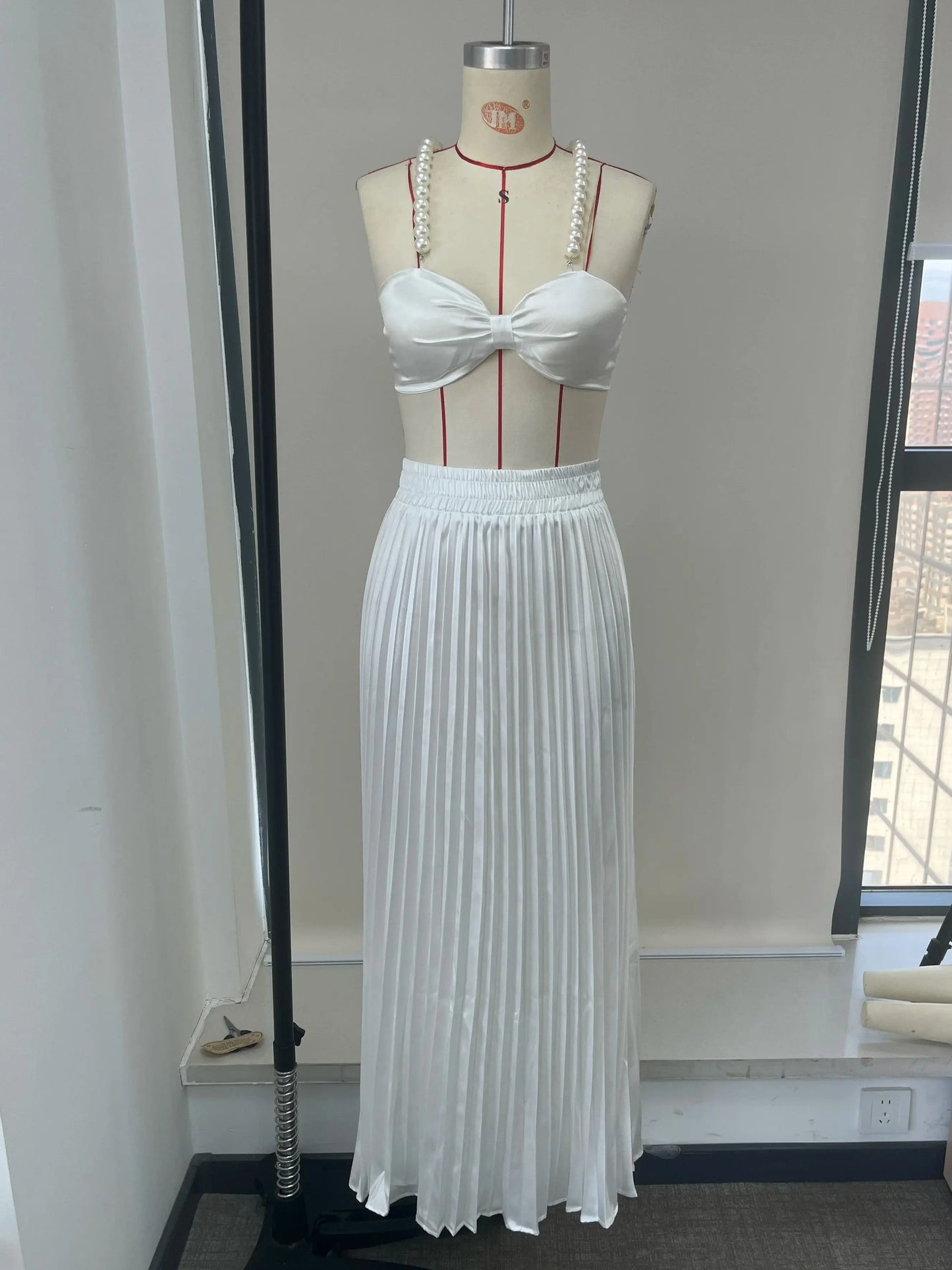 Two Piece Pleated Skirt Set - A-Line Beach Holiday Outfit