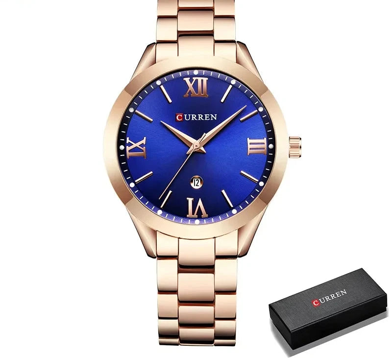 Gold Steel Bracelet Watch for Women - Elegant Ladies Wristwatch