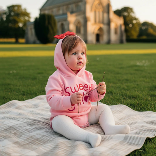 Baby Valentine's Day Hooded Romper - Heart Print Bow Jumpsuit