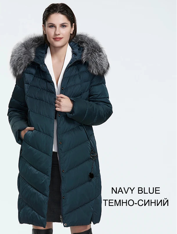 Women's Fur Collar Down Coat - Extra Long Winter Jacket