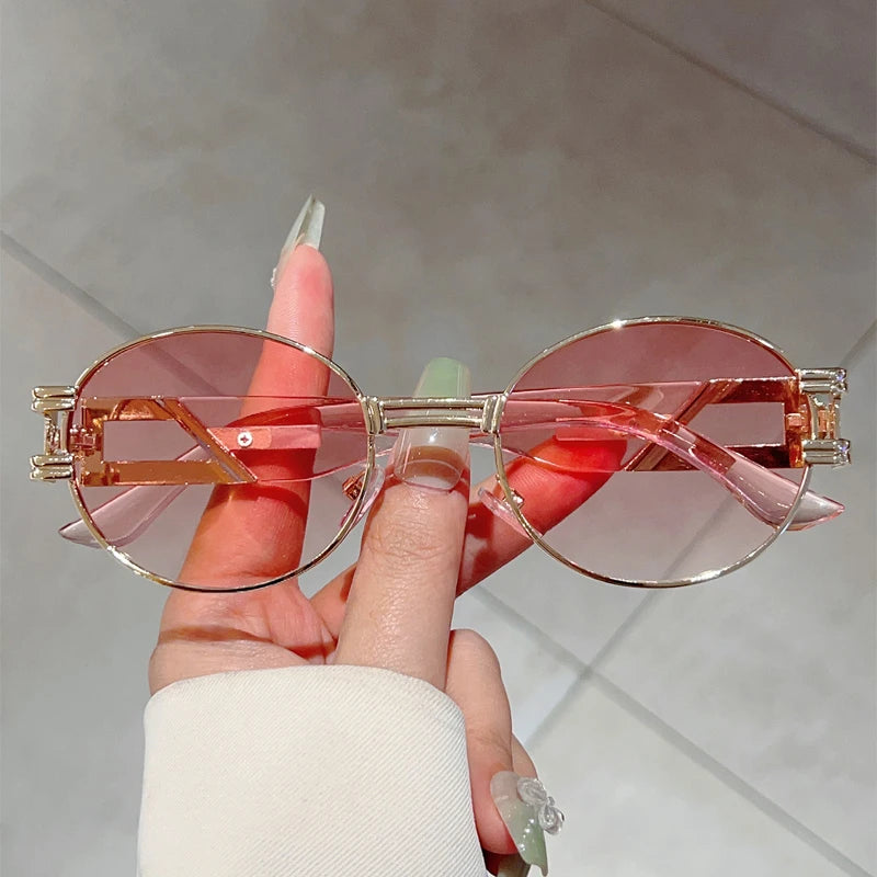 Unisex Vintege Oval Gradient Casual Sunglasses