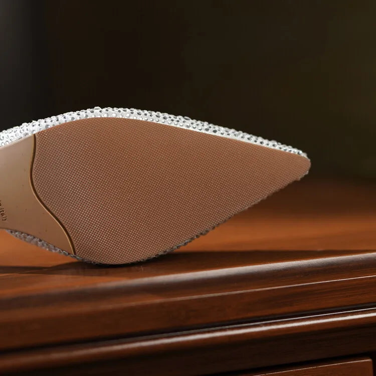 Women's Pointed Toe Rhinestone Wedding Sandals - Bowknot Pendant Pumps