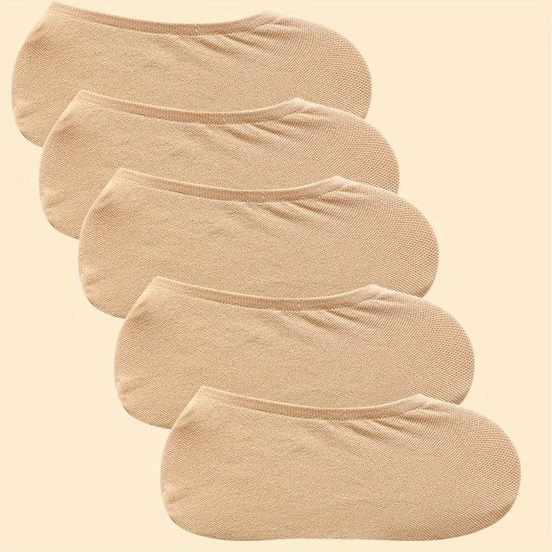 Women's 5 Pairs/Set Summer Ice Silk  Non-slip Invisible Wavy Slipper Socks