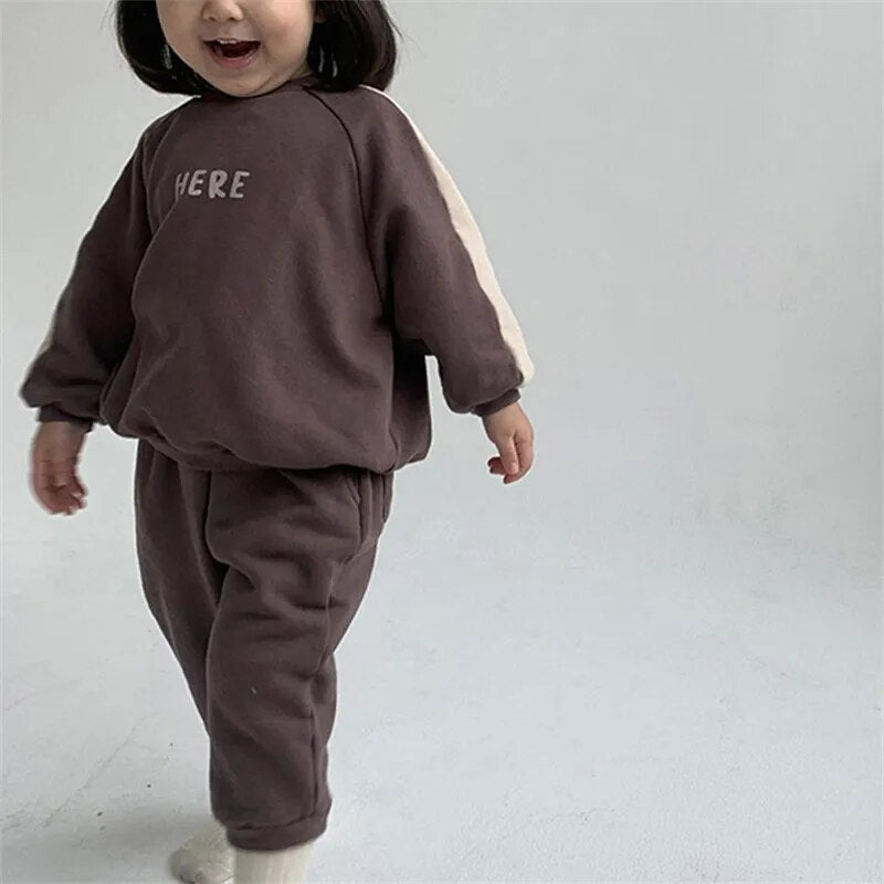 Children's Sweatshirt Fleece 0-6-year-old 2 PCS Set