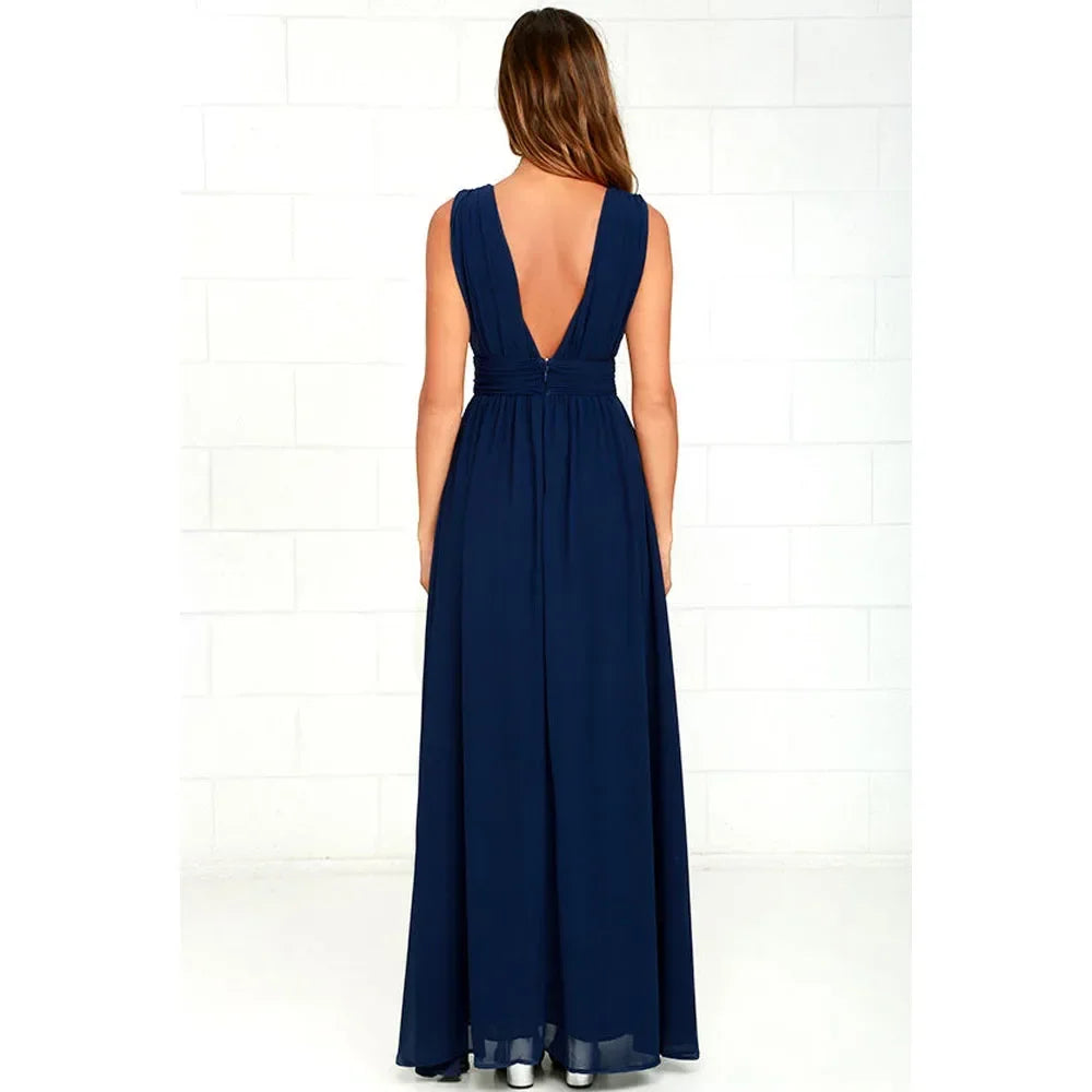 Women Backless Mesh Long  maxi Summer Dress