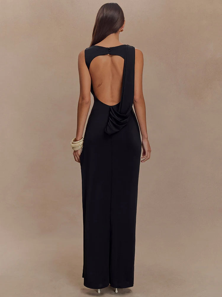 Backless Knit Tank Maxi Dress