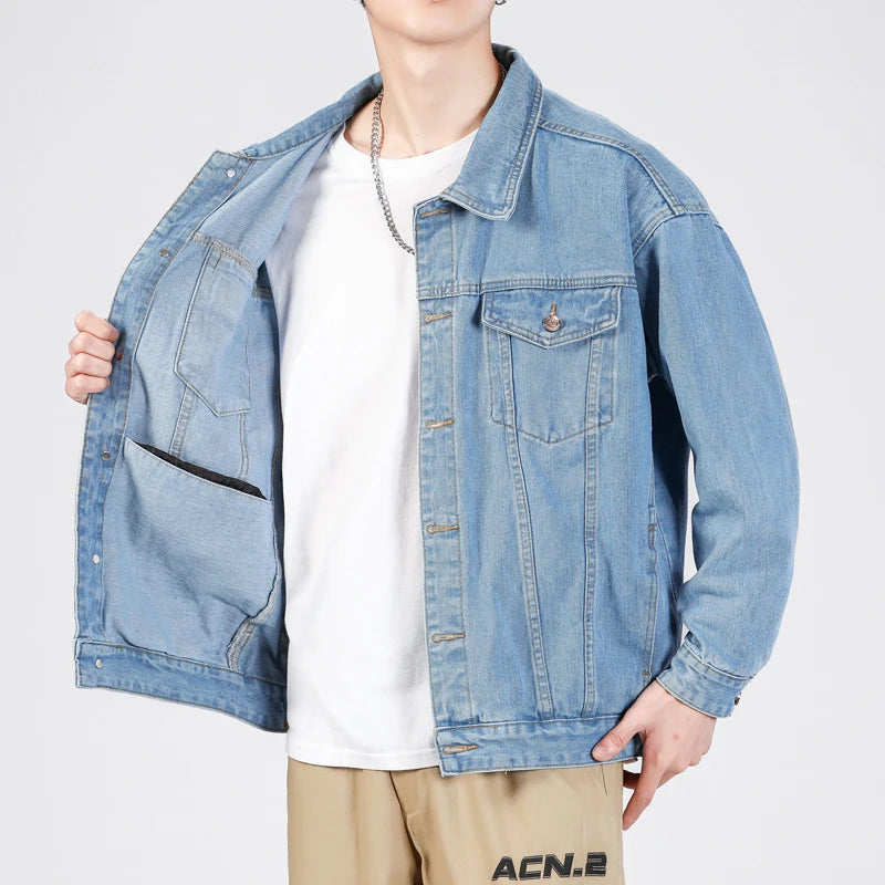 Men's Denim Retro Classic Lapel Slim  Jacket