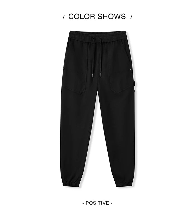 Men's Cargo Jogger Trousers - Drawstring Loose Fit Winter Streetwear Pants