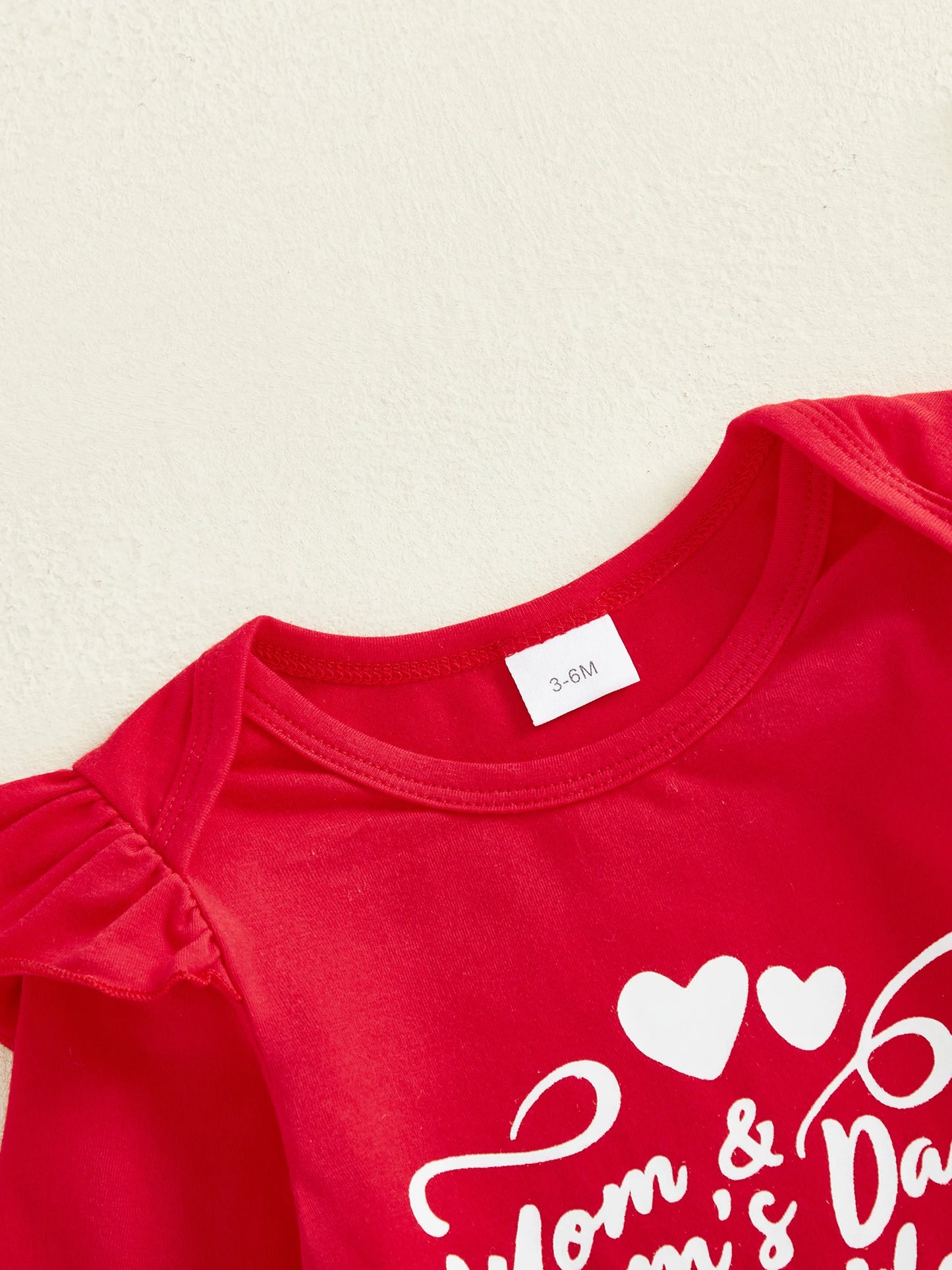 Baby Girls Valentine's Day 3-Piece Outfit Set - Ruffle Romper, Pants & Headband