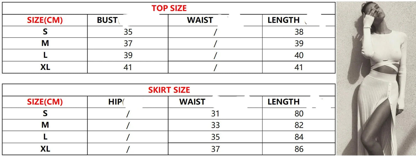 Women's Knit Two Piece Ribbed Crop Top And Pleated Knitted Midi Dress Set