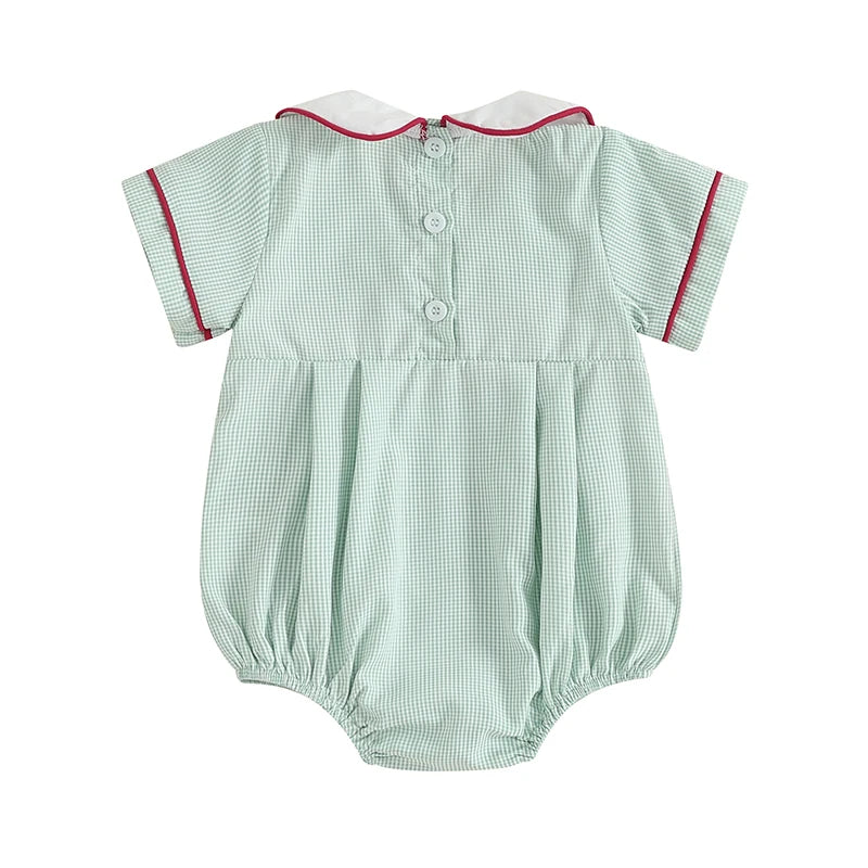 Baby Boys Girls Summer Romper - Crab Embroidery Doll Collar Jumpsuit (0-18M)