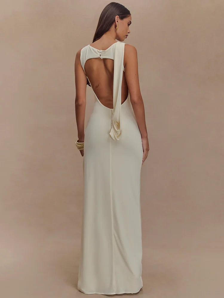 Backless Knit Tank Maxi Dress