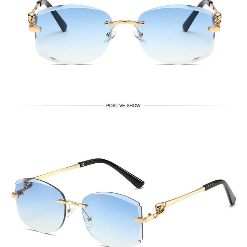 Women's Gradient Frameless Sunglasses - Cut Edge Metal Design