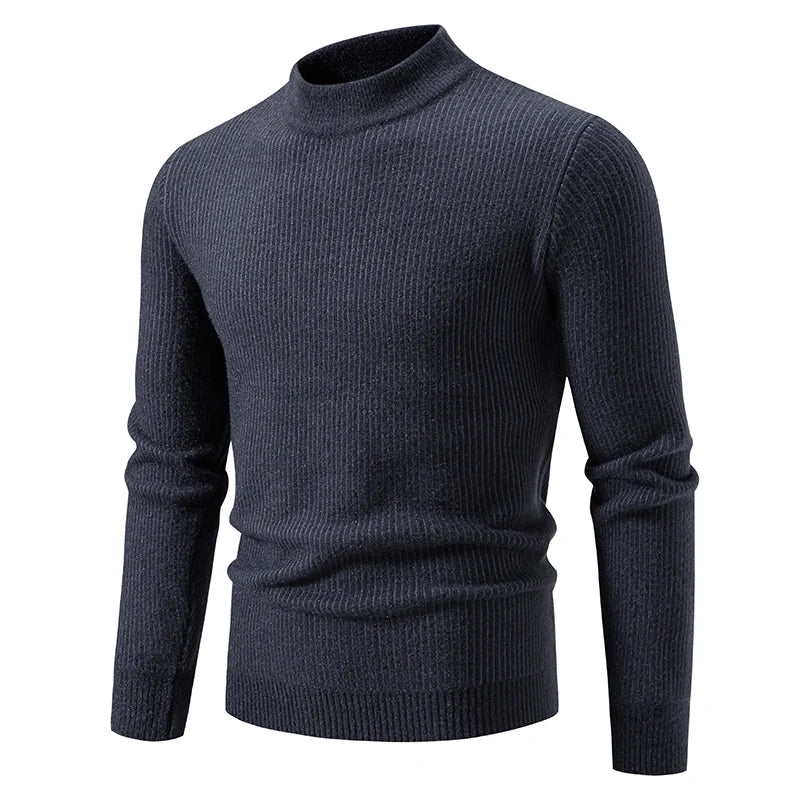 Men's Mock Neck Knit Pullover - Autumn Winter Warm Sweater