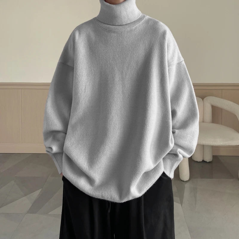 Men's Thick Turtleneck Knitted Sweater - Loose Fit Casual Pullover
