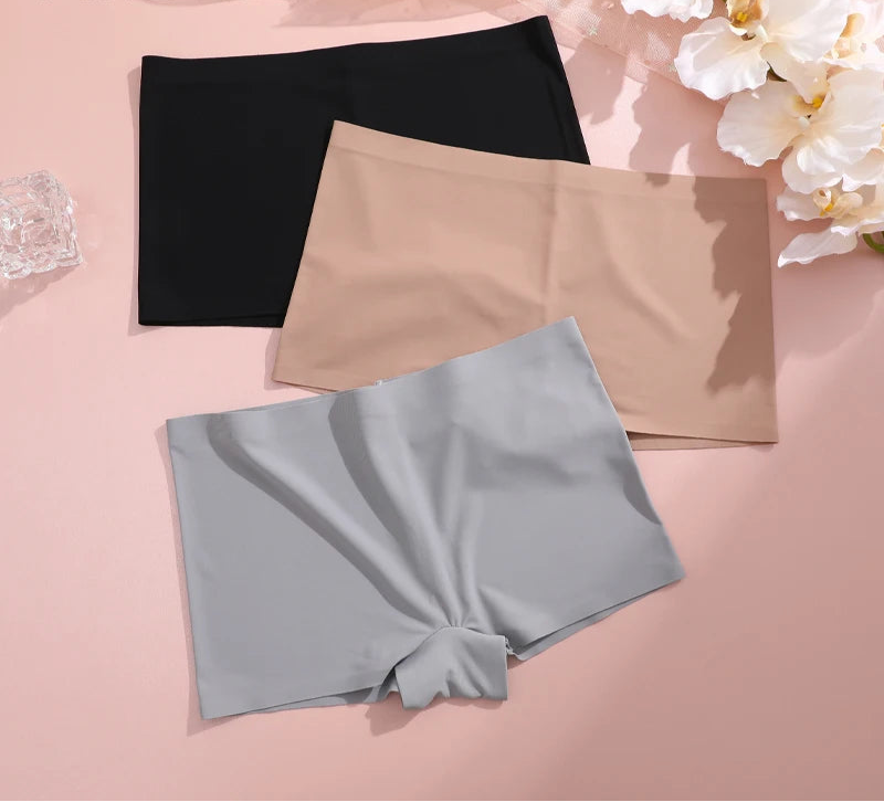 Seamless Stretch Boyshort Panties - Low-Waist Breathable Ice Silk Underwear