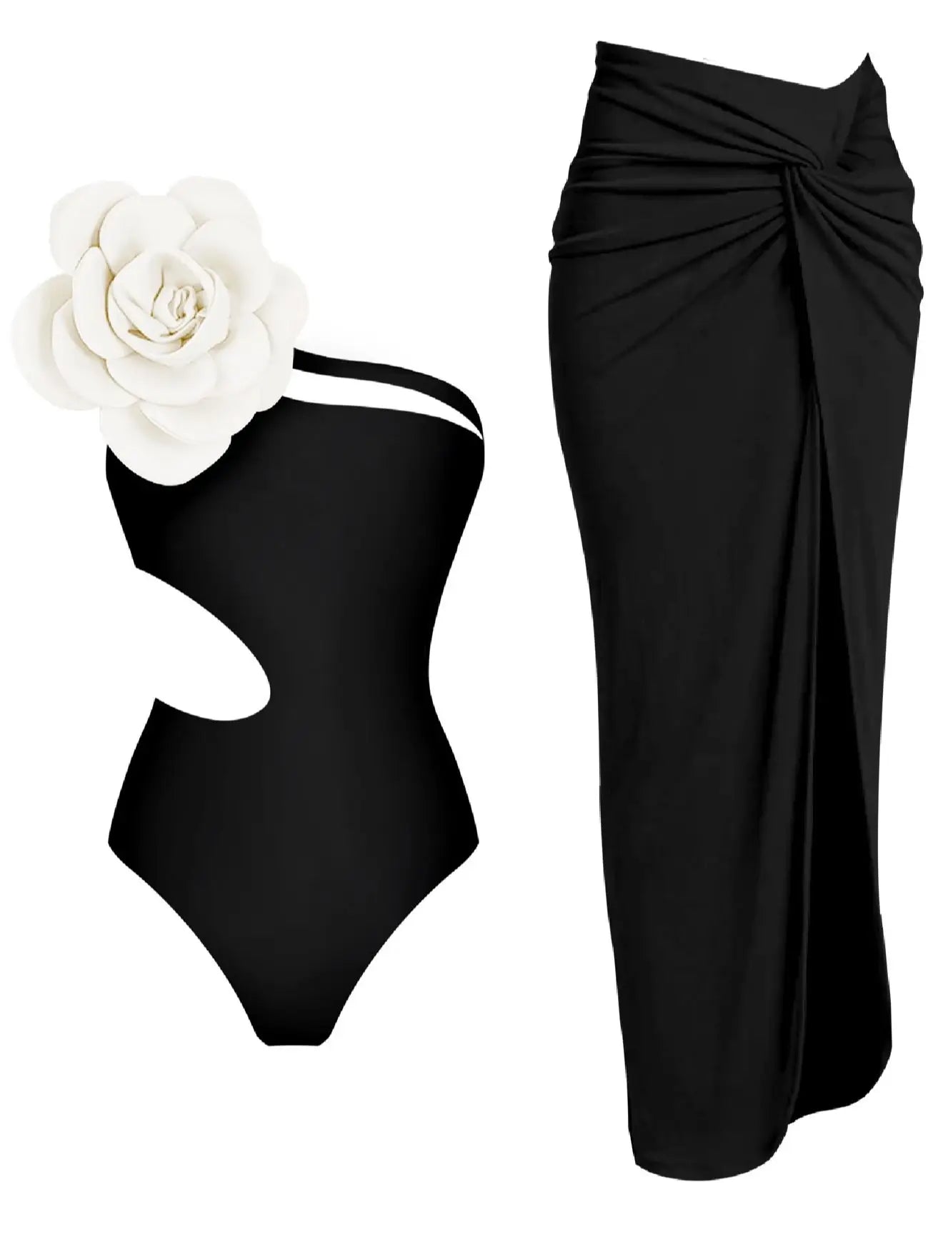 Women's Summer 3D Flower Bikini Suit High Waist Swimwear Swimsuit Beachwear Set