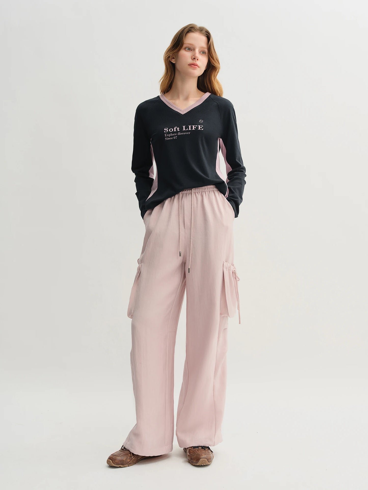 High-Rise Pants and Tee Set - Casual Two-Piece Outfit