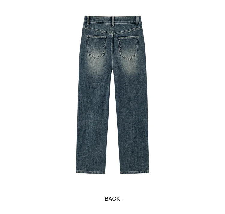 Women's Wide Leg Brushed Denim Jeans - Loose Fit Winter Warm Long Pants