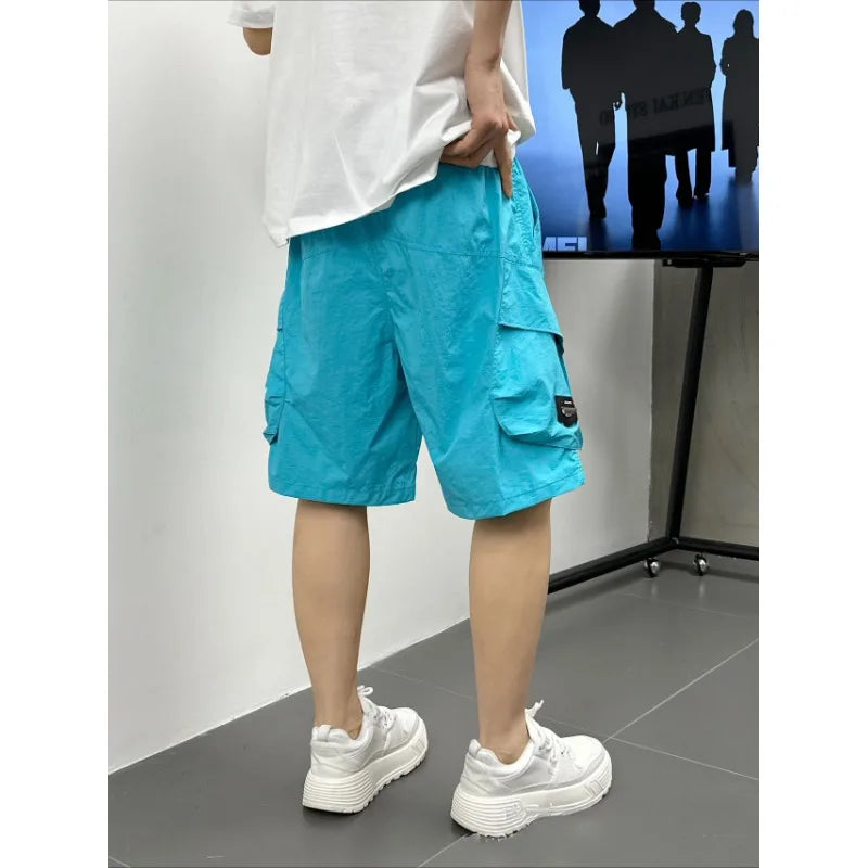 Men's Casual Cargo Shorts Knee Length Summer Drawstring Shorts