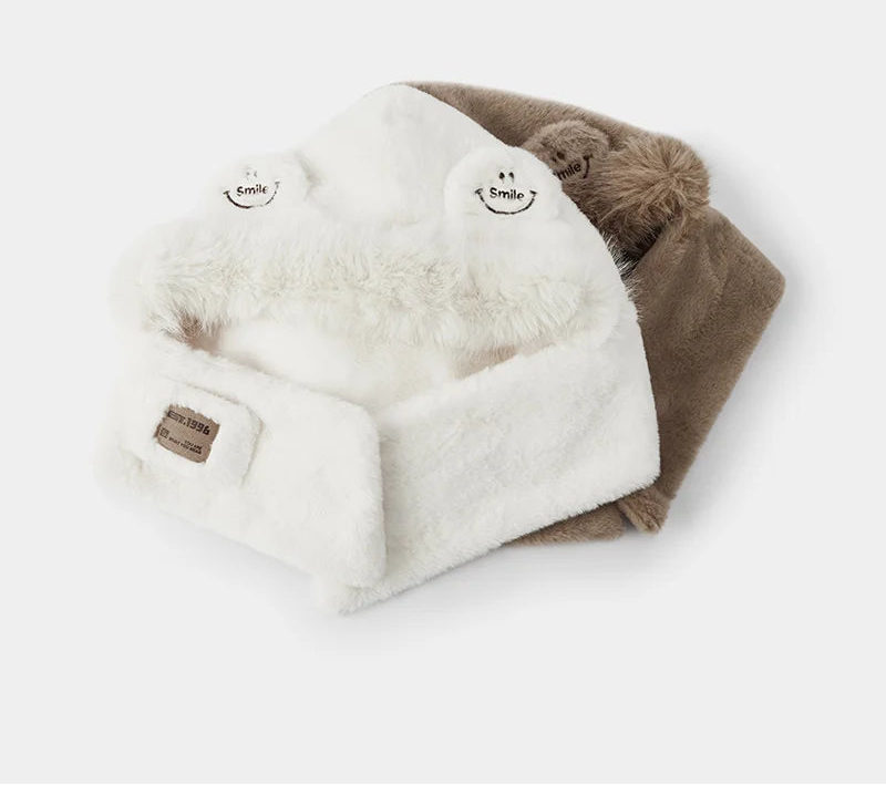 Cute Bear Hooded Scarf and Mask Set - Plush Warm Winter Accessory