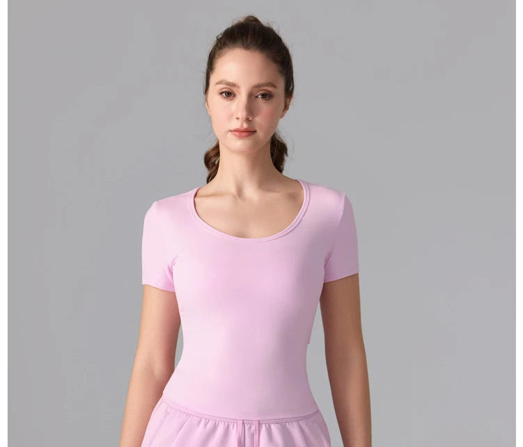 Women's Slim Fit Workout T-Shirt - Quick Dry Athletic Top for Yoga & Running