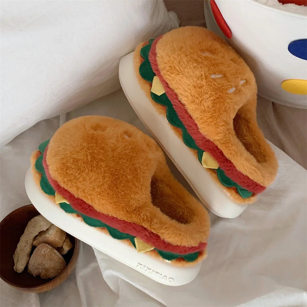 Hamburg Design Plush Slippers - Warm Non-Slip Indoor Slides