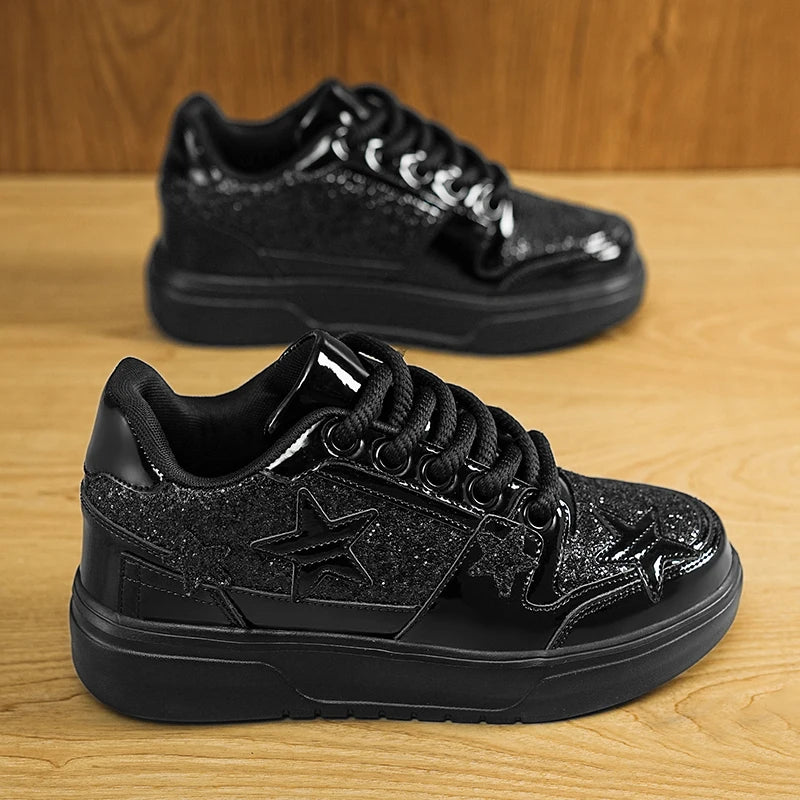 Men's Platform Star Sneakers - Sparkle Tennis Running Trainers