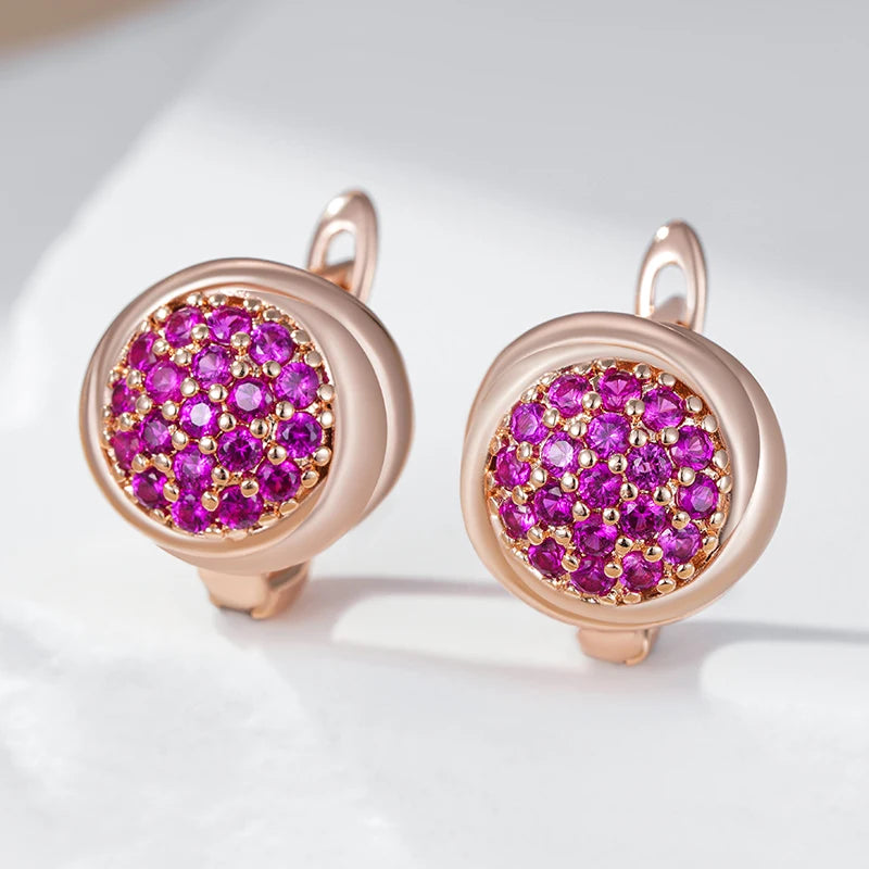 Shiny Red Zircon Drop Earrings - Rose Gold Bridal Jewellery