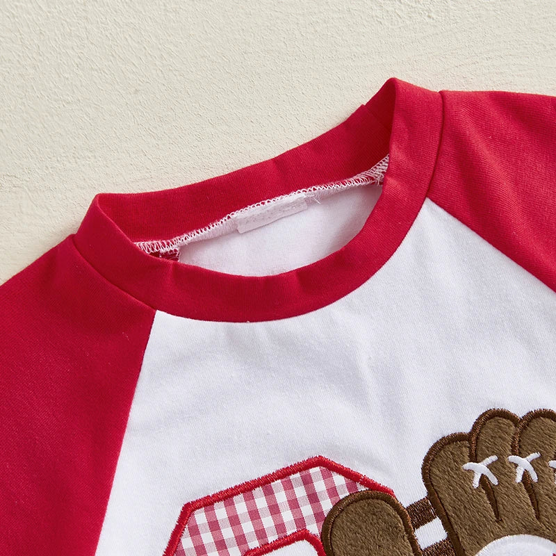 Summer Baby Boys Birthday Baseball Outfit Set - Letter Embroidery T-Shirt & Plaid Shorts (0-3Y)