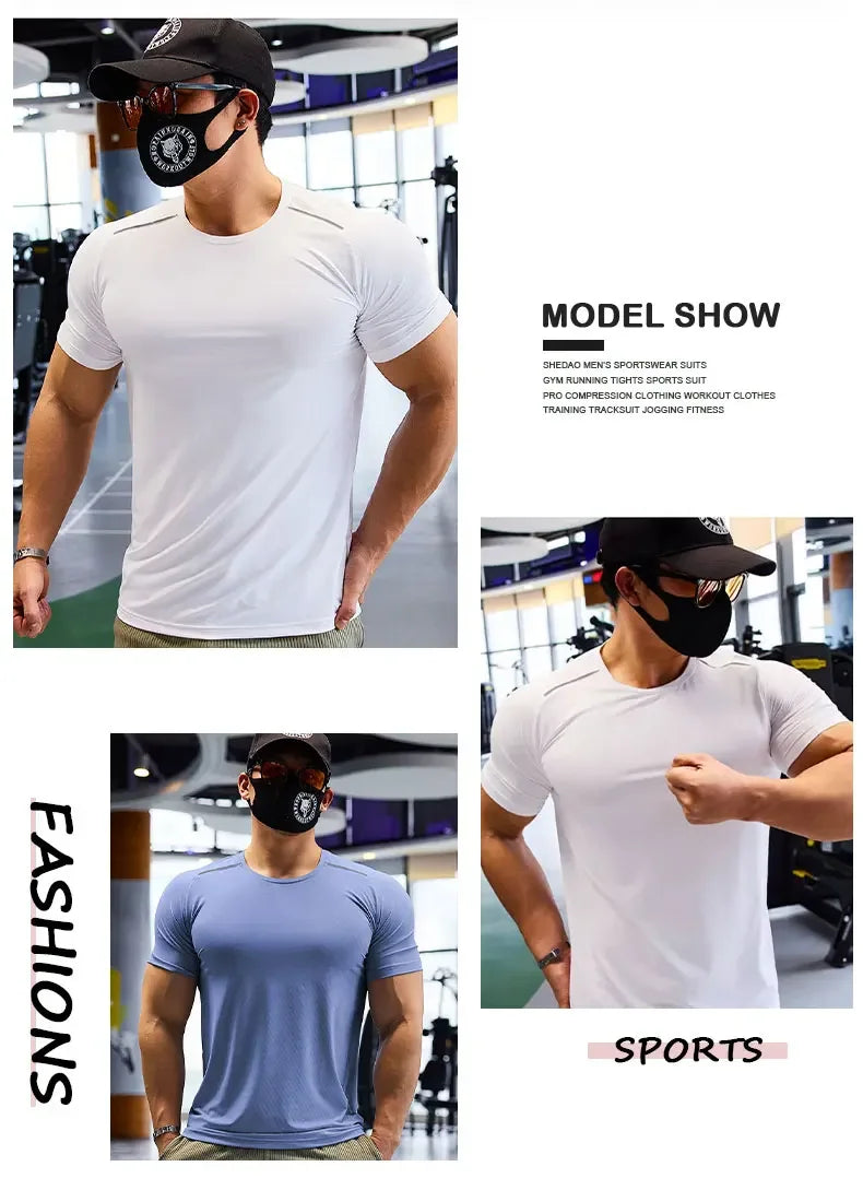 Men's Short Sleeve Sport Athletics Running Top Quick Dry Gym Wear T-Shirt