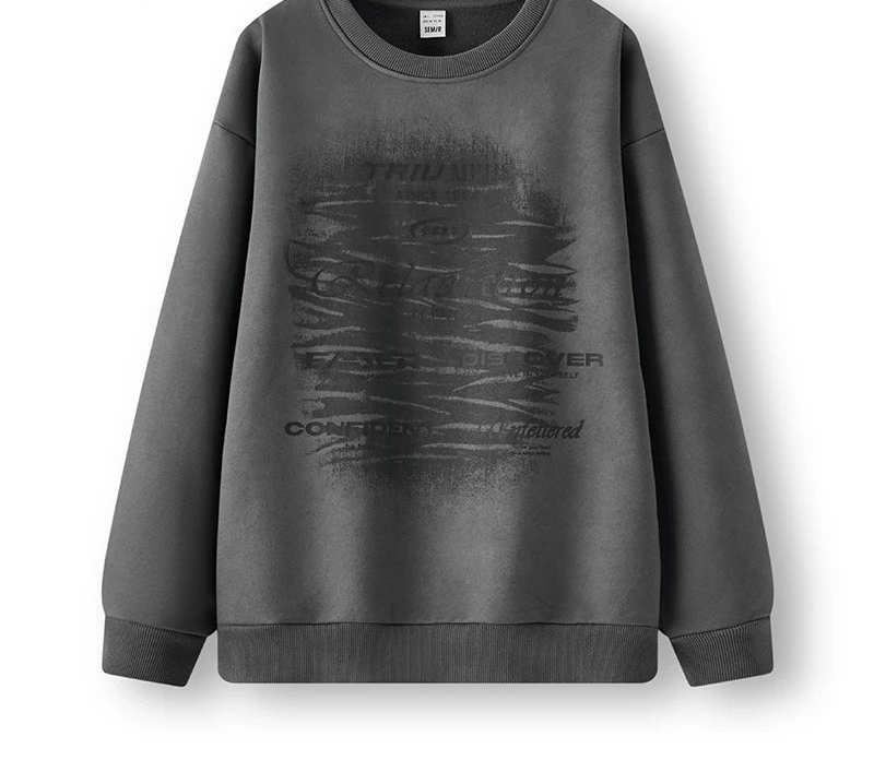 Men's Loose Fit Hoodie - Vintage Graffiti Print Long Sleeve Sweatshirt