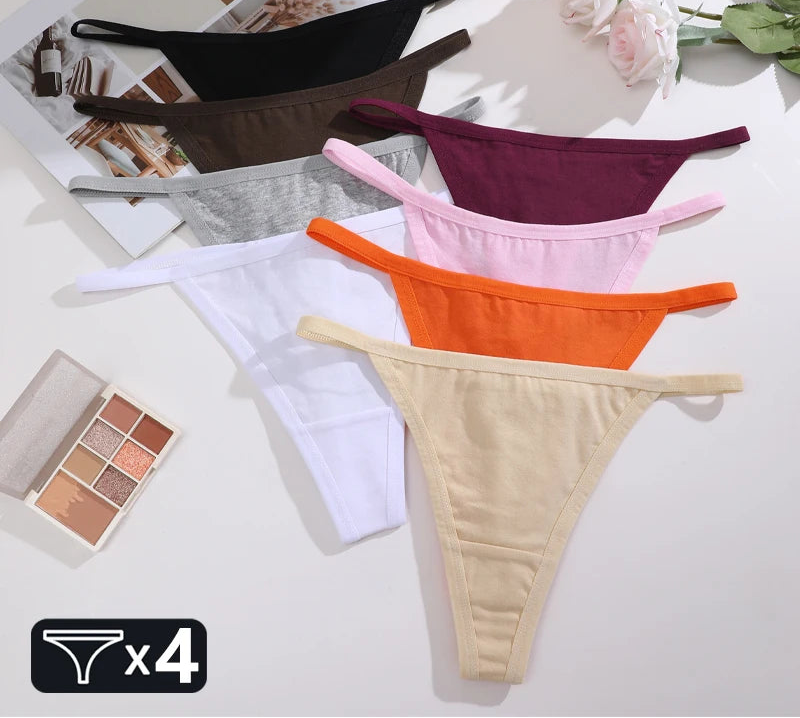 Women's Cotton Thongs 4-Pack