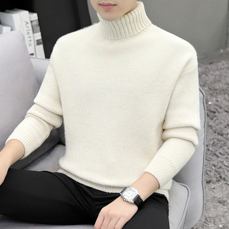 Autumn Winter Turtleneck Sweater - Solid Colour Warm Knit Pullover