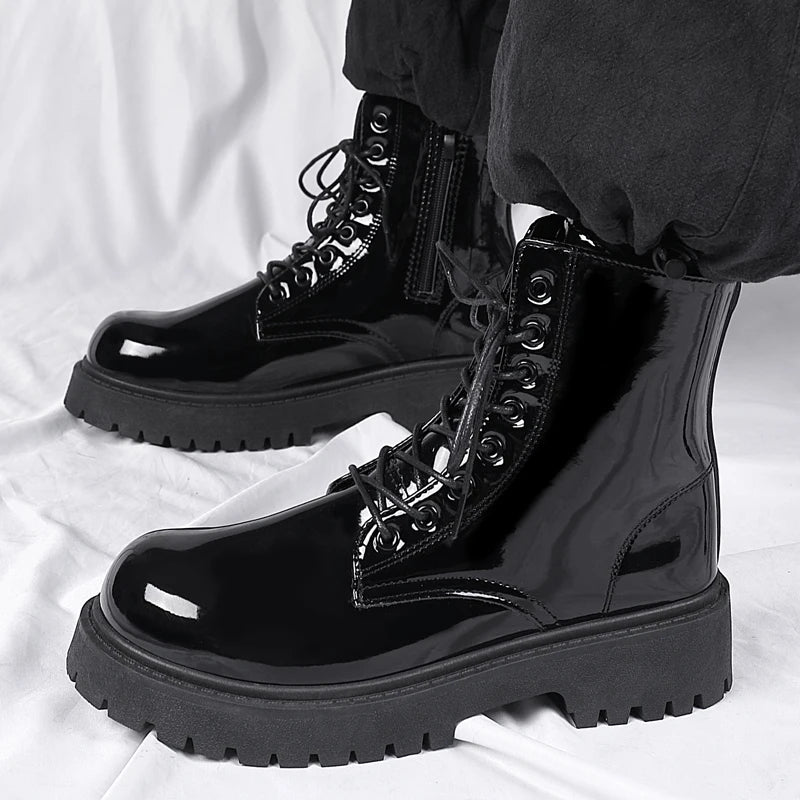 Men's Casual Platform Lace Up Chunky Ankle Boots