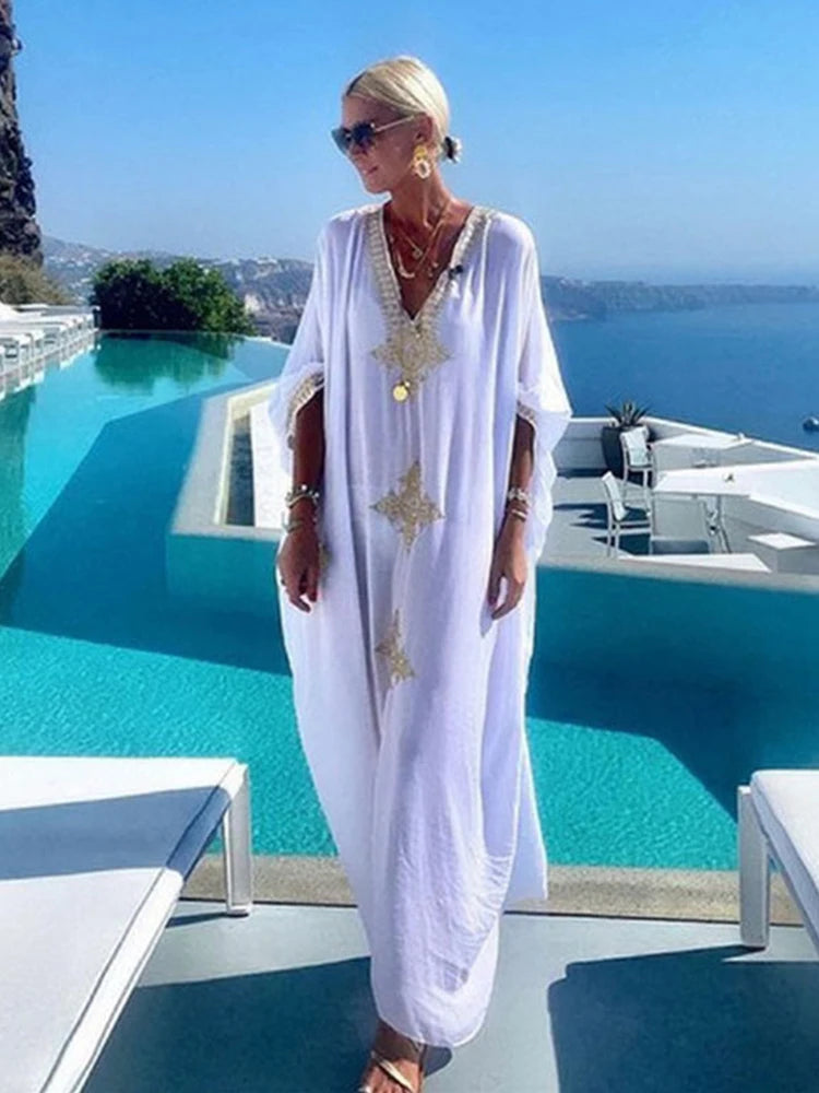 Women's Bikini Cover Up Embroidered Swimsuit  Beach Lace Dress