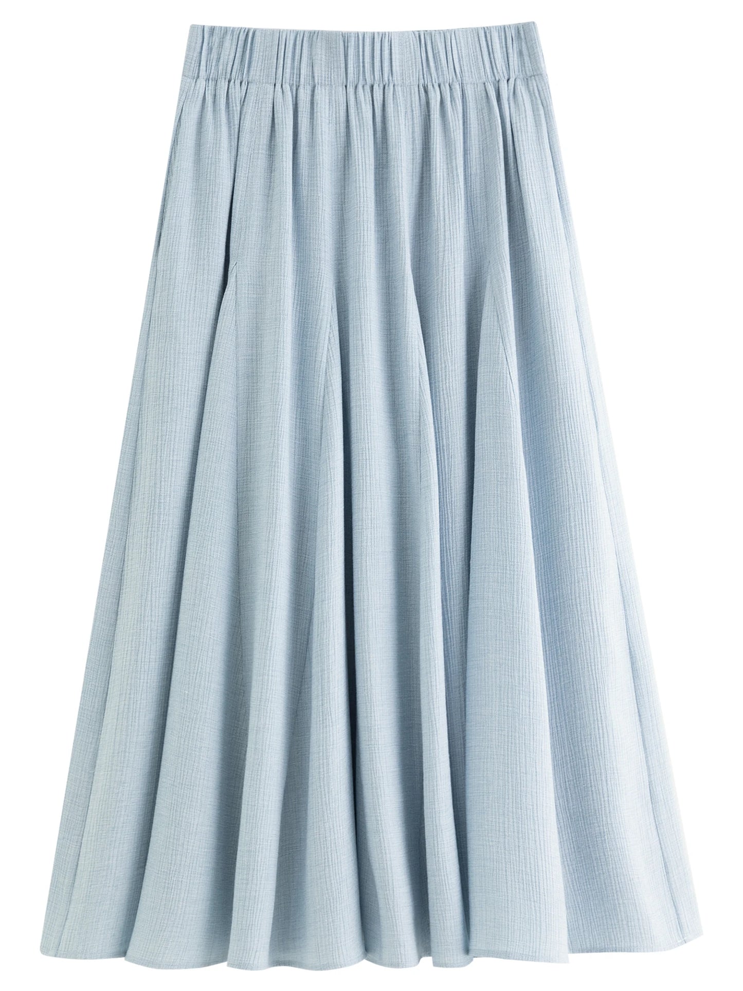 Pleated A-Line Midi Skirt - Textured White Long Skirt