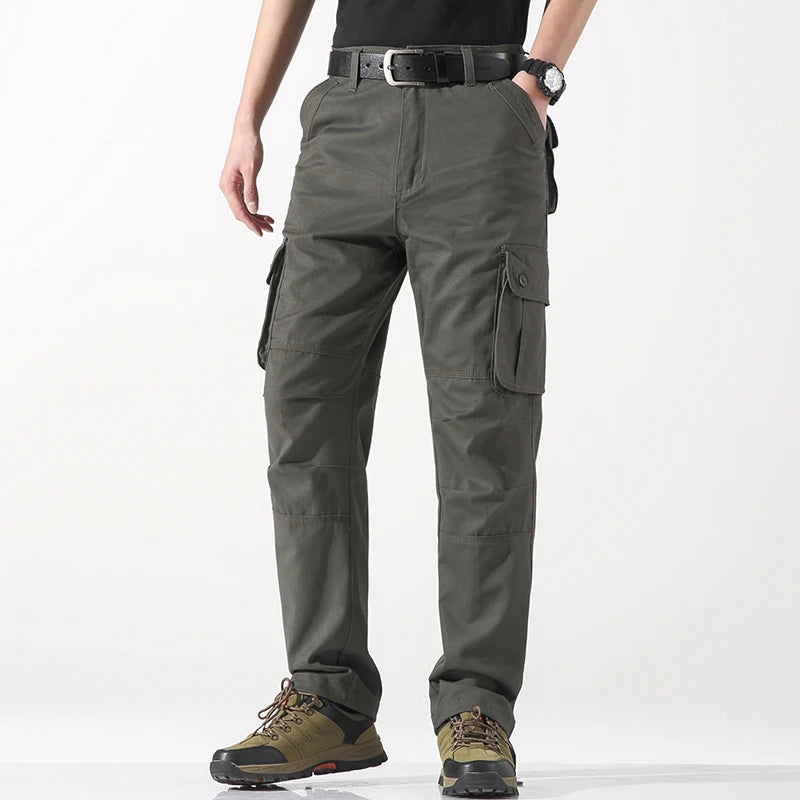 Spring Autumn Cotton Cargo Pants - Multiple Pockets Casual Trousers