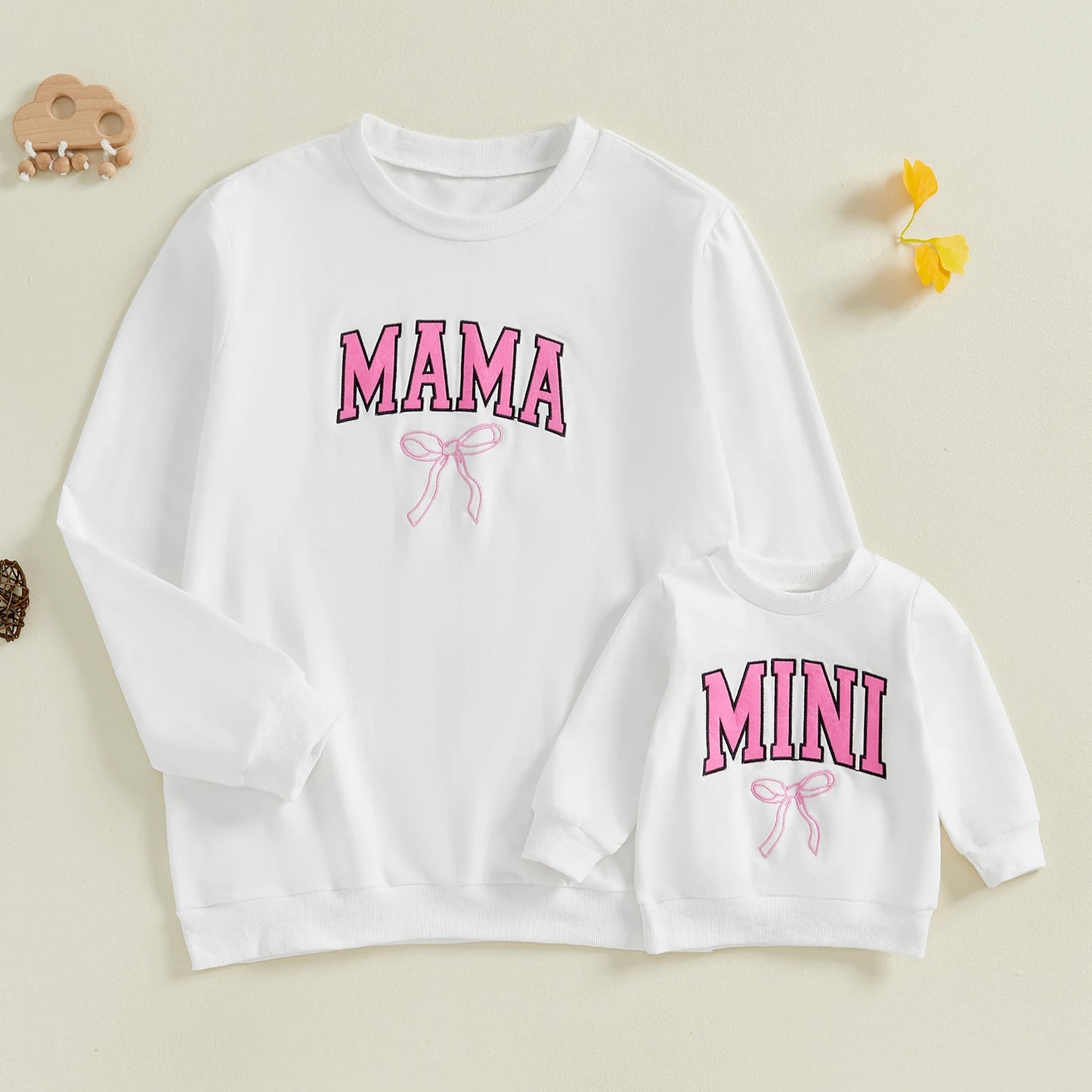 Family Matching Baby Sweatshirt - Long Sleeve Bow Embroidery Pullover
