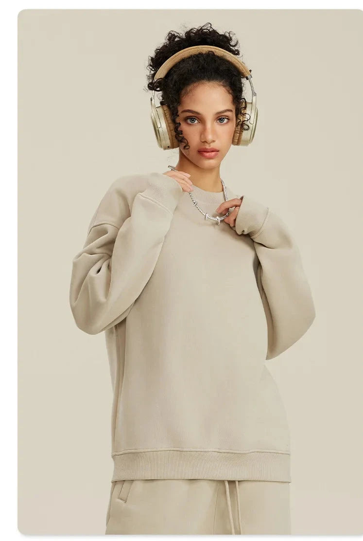 Unisex Round Neck Oversized Sweatshirt and Joggers Set