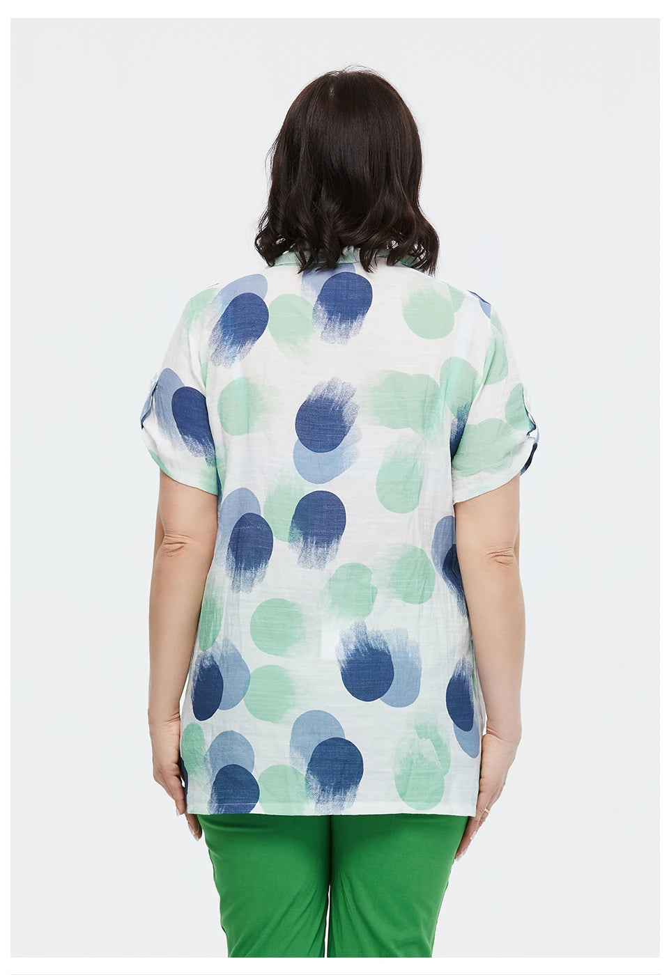 Women's Oversized Fake Two-Piece Print Shirt Blouse