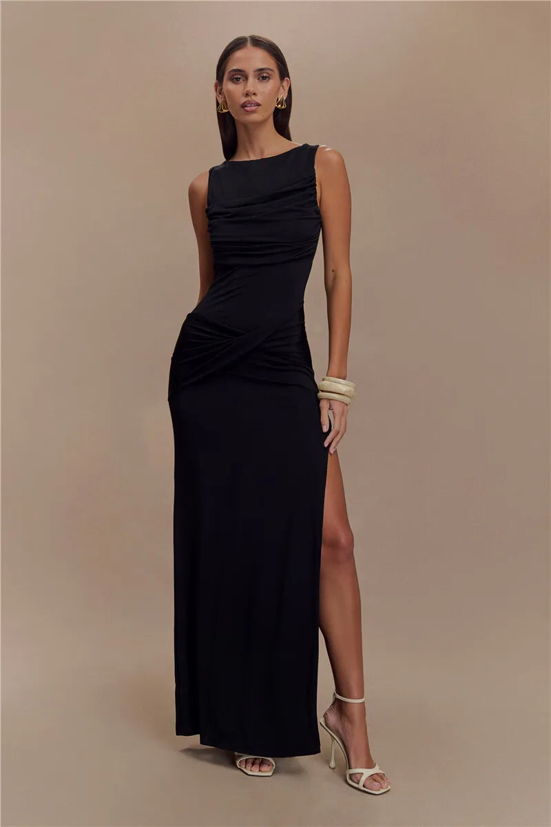 Backless Knit Tank Maxi Dress