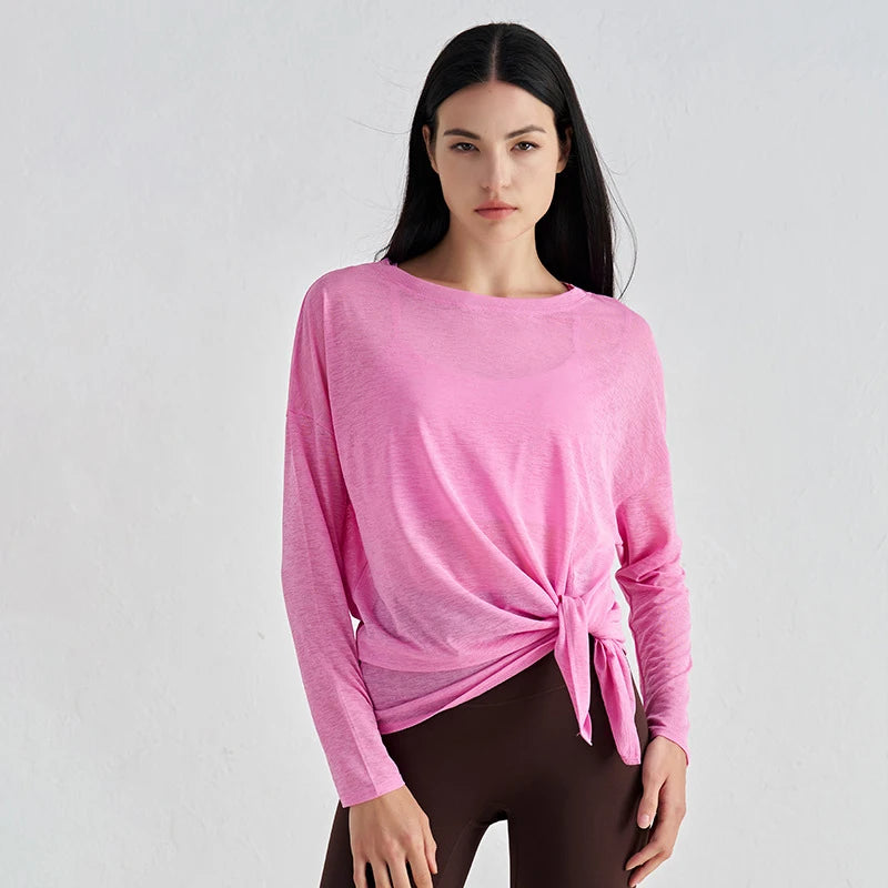 Mesh Long Sleeve Sports Top - Quick Dry Breathable Running Shirt for Yoga & Fitness