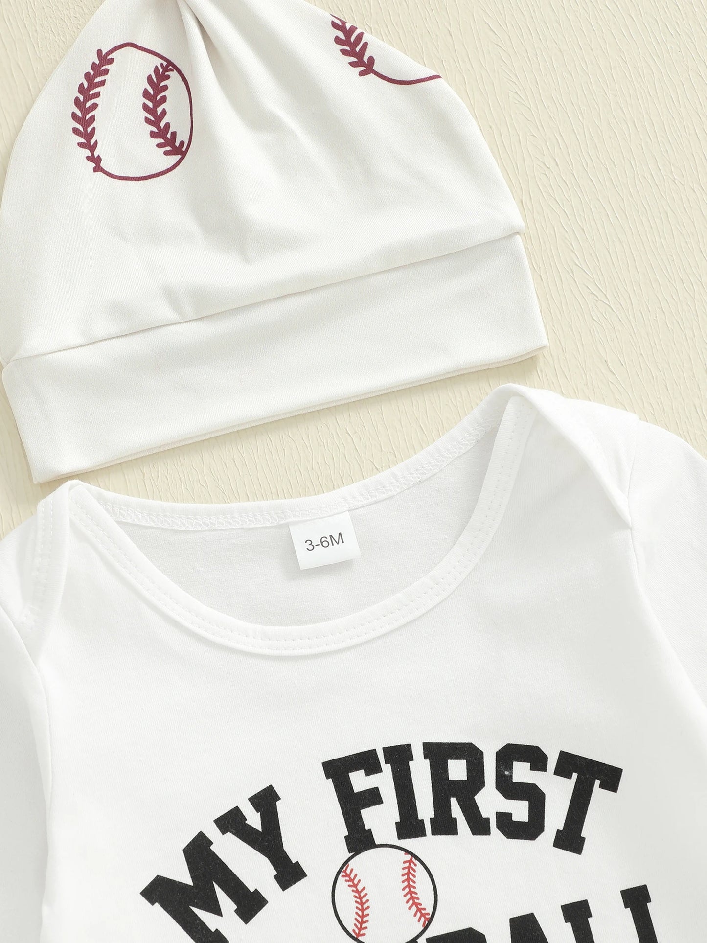 Newborn Baby Fall Winter Clothes Set - Letter Print Long Sleeve Romper & Baseball Pants