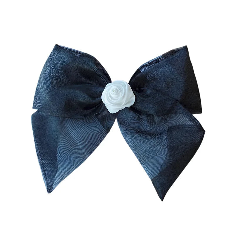 Women's Ribbon Camellia Pearl Bow Tie Fabric Flower Brooch Tassel Lapel Pins