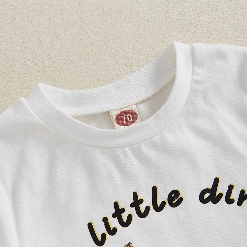 Baby Boys Summer Outfit Set - Cartoon Letter Print T-Shirt & Elastic Waist Shorts (0-3Y)