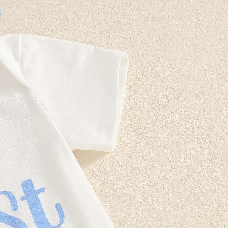 Baby Girls' Easter Outfit Set - Letter Print Romper, Carrot Bunny Shorts & Headband 3pcs